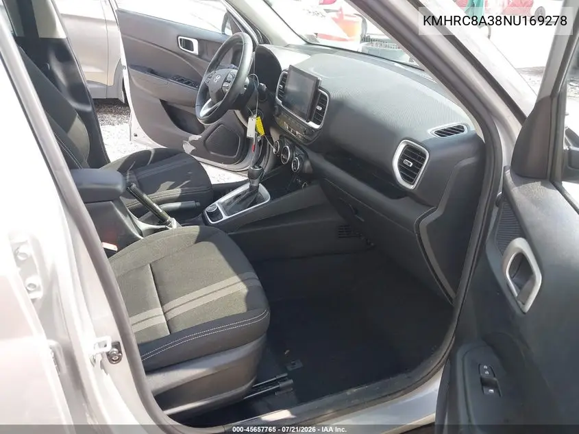 2022 Hyundai Venue Sel VIN: KMHRC8A38NU169278 Lot: 45657765