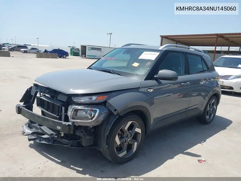 2022 Hyundai Venue Sel VIN: KMHRC8A34NU145060 Lot: 45659850