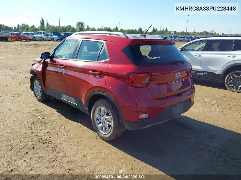 2023 Hyundai Venue Sel/Limited VIN: KMHRC8A33PU228448 Lot: 30089470