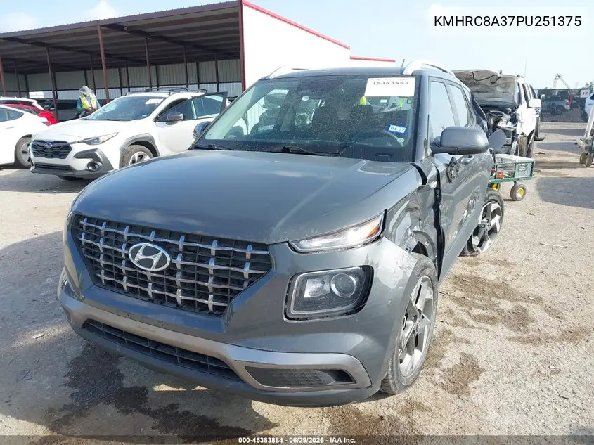 2023 Hyundai Venue Sel VIN: KMHRC8A37PU251375 Lot: 45383884
