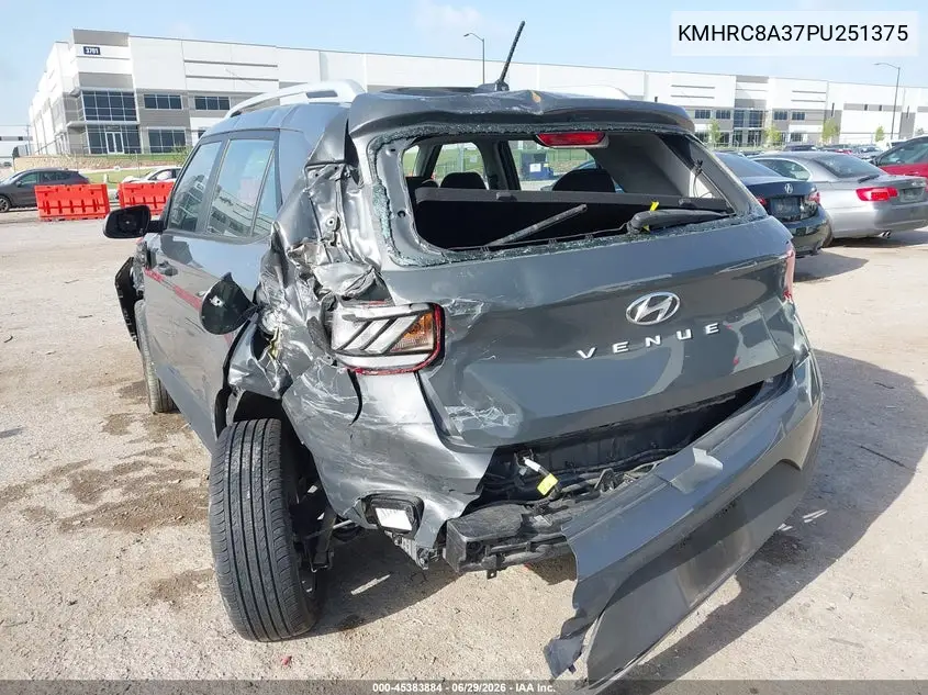 2023 Hyundai Venue Sel VIN: KMHRC8A37PU251375 Lot: 45383884