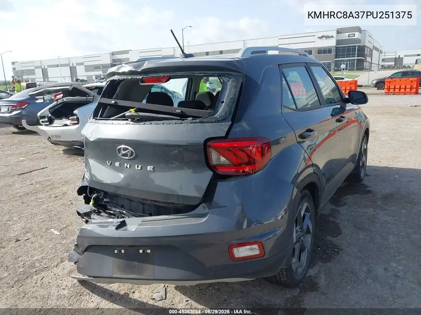 2023 Hyundai Venue Sel VIN: KMHRC8A37PU251375 Lot: 45383884