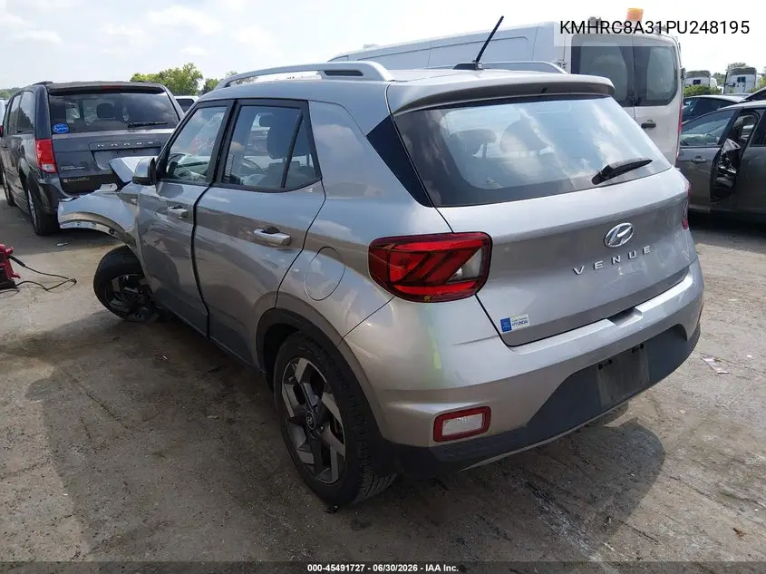 2023 Hyundai Venue Sel VIN: KMHRC8A31PU248195 Lot: 45491727