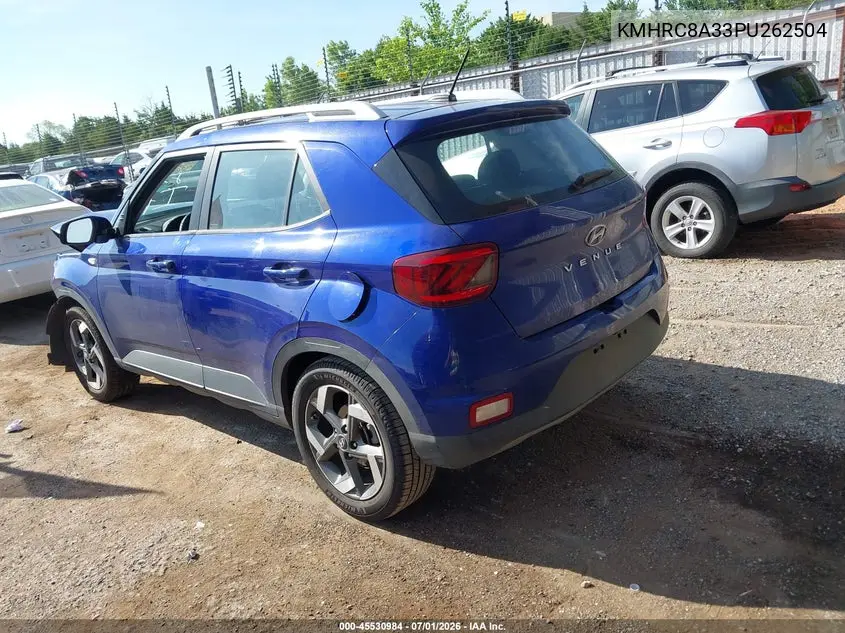 2023 Hyundai Venue Sel VIN: KMHRC8A33PU262504 Lot: 45530984
