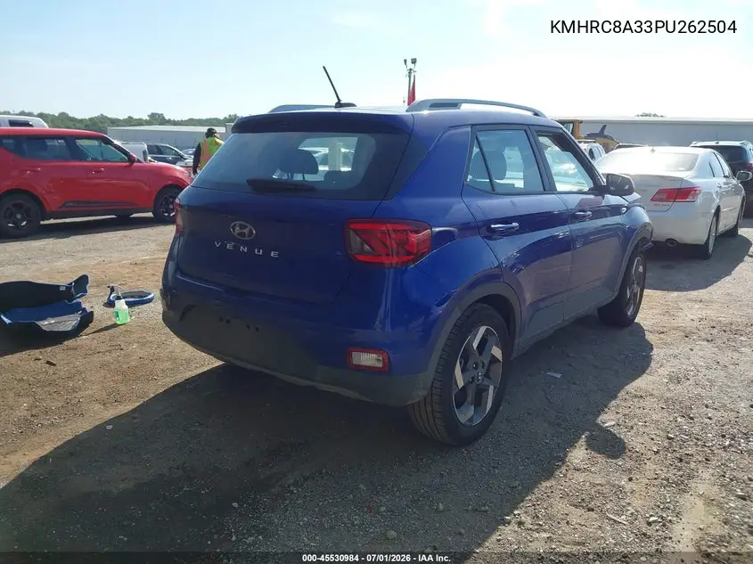 2023 Hyundai Venue Sel VIN: KMHRC8A33PU262504 Lot: 45530984