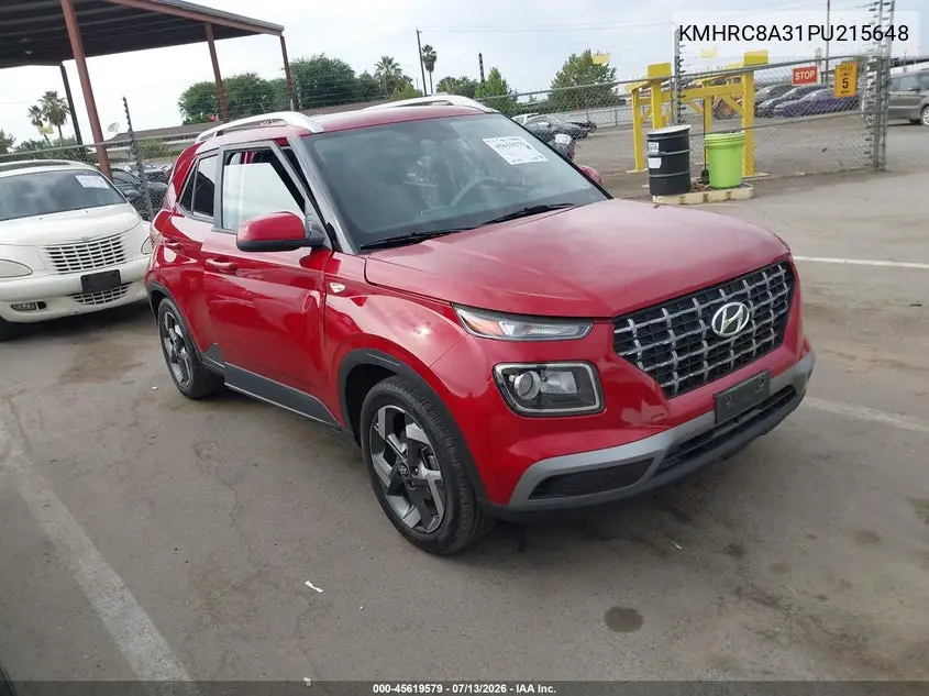 2023 Hyundai Venue Sel VIN: KMHRC8A31PU215648 Lot: 45619579