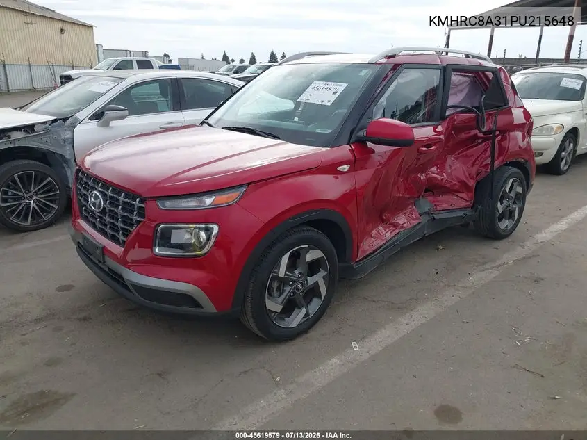 2023 Hyundai Venue Sel VIN: KMHRC8A31PU215648 Lot: 45619579
