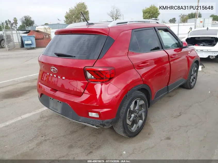 2023 Hyundai Venue Sel VIN: KMHRC8A31PU215648 Lot: 45619579