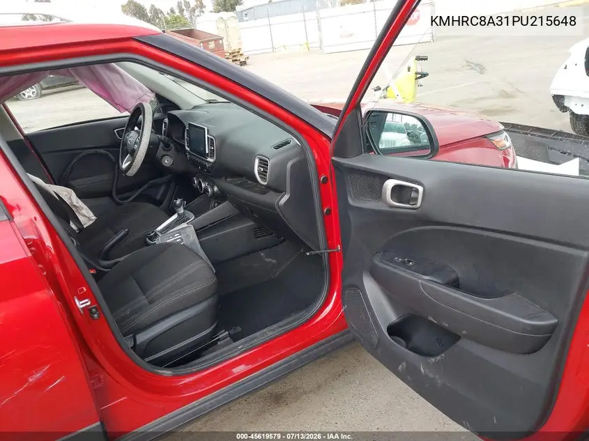 2023 Hyundai Venue Sel VIN: KMHRC8A31PU215648 Lot: 45619579