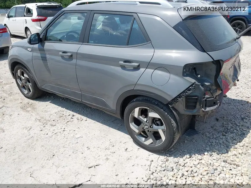 2023 Hyundai Venue Sel VIN: KMHRC8A36PU230212 Lot: 45628348