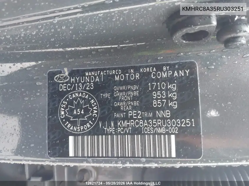 2024 Hyundai Venue Sel/Limited VIN: KMHRC8A35RU303251 Lot: 12621724