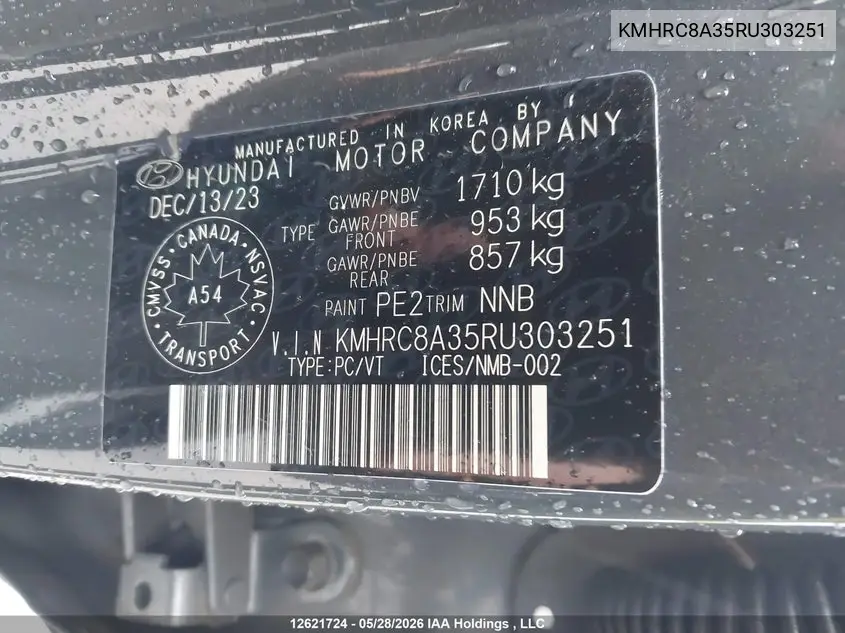 2024 Hyundai Venue Sel/Limited VIN: KMHRC8A35RU303251 Lot: 12621724