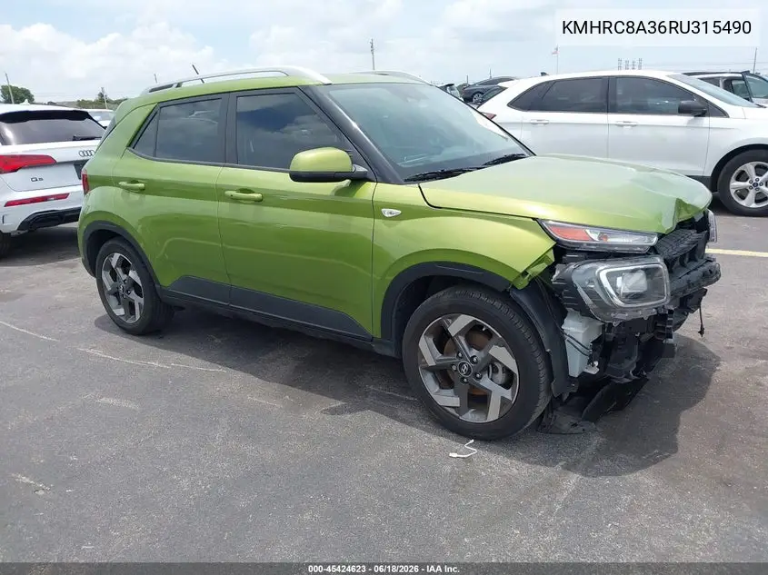 2024 Hyundai Venue Sel VIN: KMHRC8A36RU315490 Lot: 45424623
