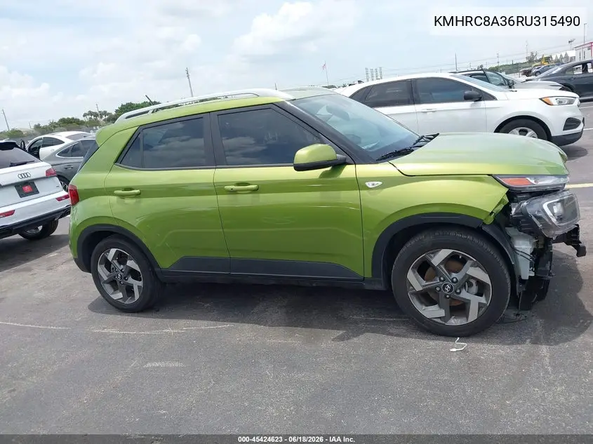 2024 Hyundai Venue Sel VIN: KMHRC8A36RU315490 Lot: 45424623