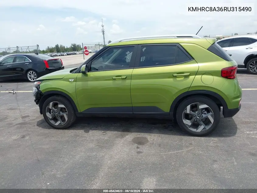 2024 Hyundai Venue Sel VIN: KMHRC8A36RU315490 Lot: 45424623