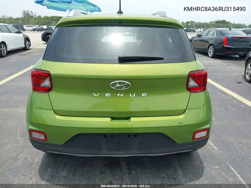 2024 Hyundai Venue Sel VIN: KMHRC8A36RU315490 Lot: 45424623