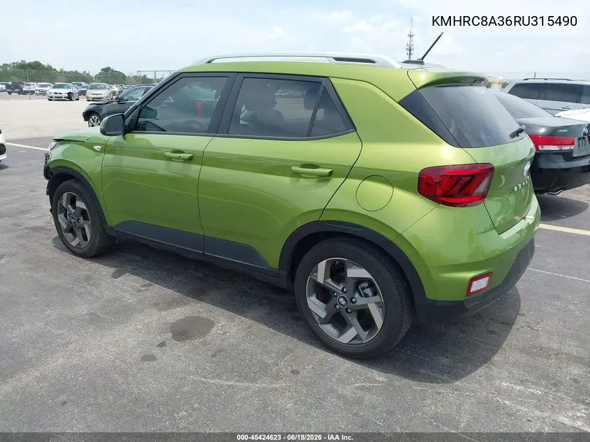 2024 Hyundai Venue Sel VIN: KMHRC8A36RU315490 Lot: 45424623