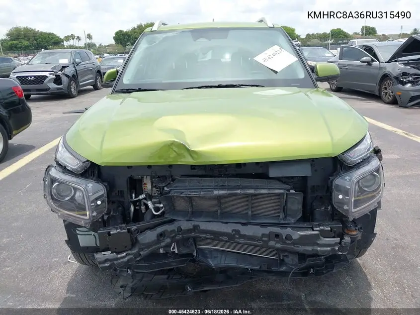 2024 Hyundai Venue Sel VIN: KMHRC8A36RU315490 Lot: 45424623