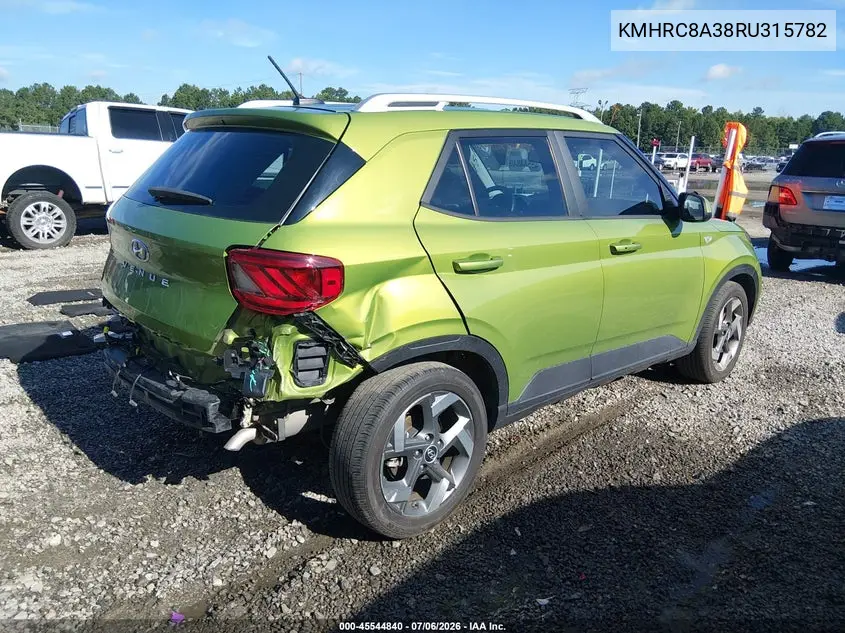 2024 Hyundai Venue Sel VIN: KMHRC8A38RU315782 Lot: 45544840