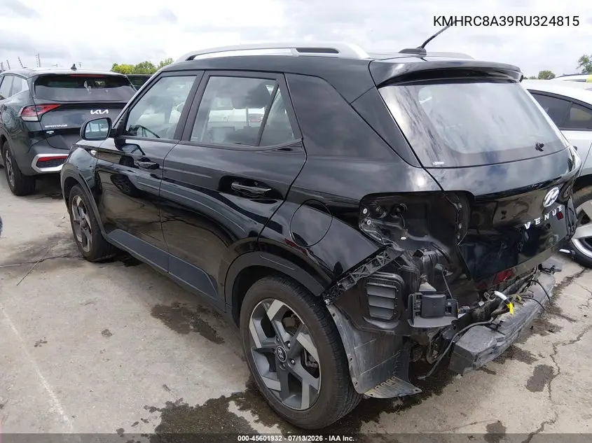2024 Hyundai Venue Sel VIN: KMHRC8A39RU324815 Lot: 45601932