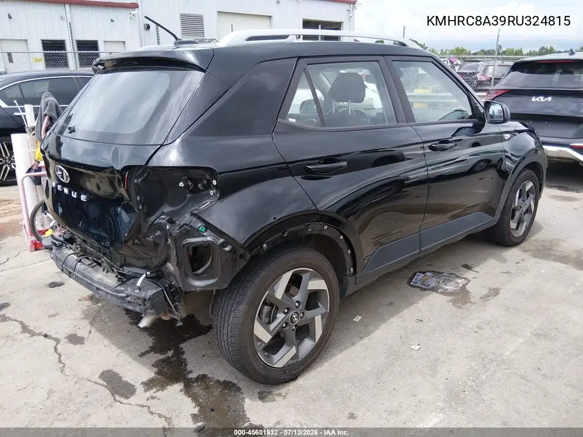 2024 Hyundai Venue Sel VIN: KMHRC8A39RU324815 Lot: 45601932