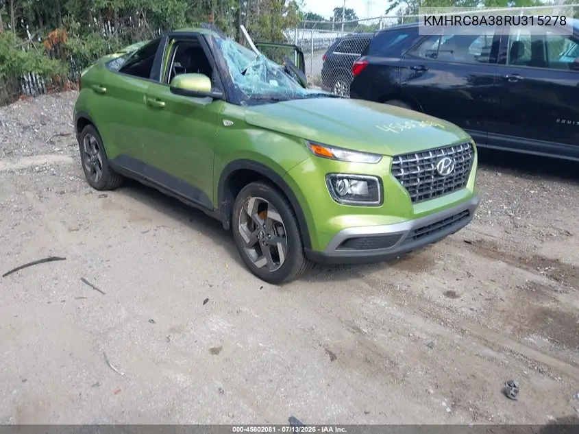 2024 Hyundai Venue Sel VIN: KMHRC8A38RU315278 Lot: 45602081