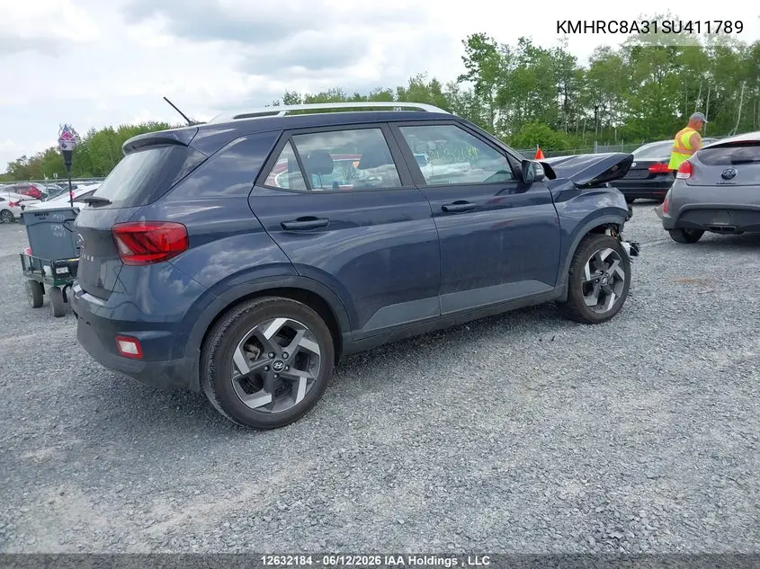 2025 Hyundai Venue Sel/Limited VIN: KMHRC8A31SU411789 Lot: 12632184