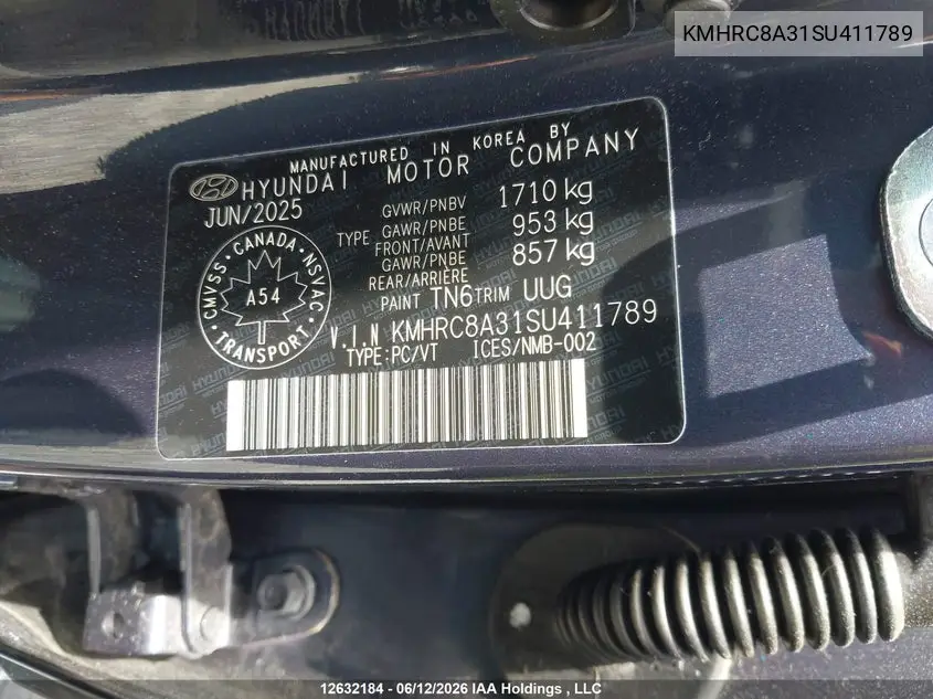 2025 Hyundai Venue Sel/Limited VIN: KMHRC8A31SU411789 Lot: 12632184