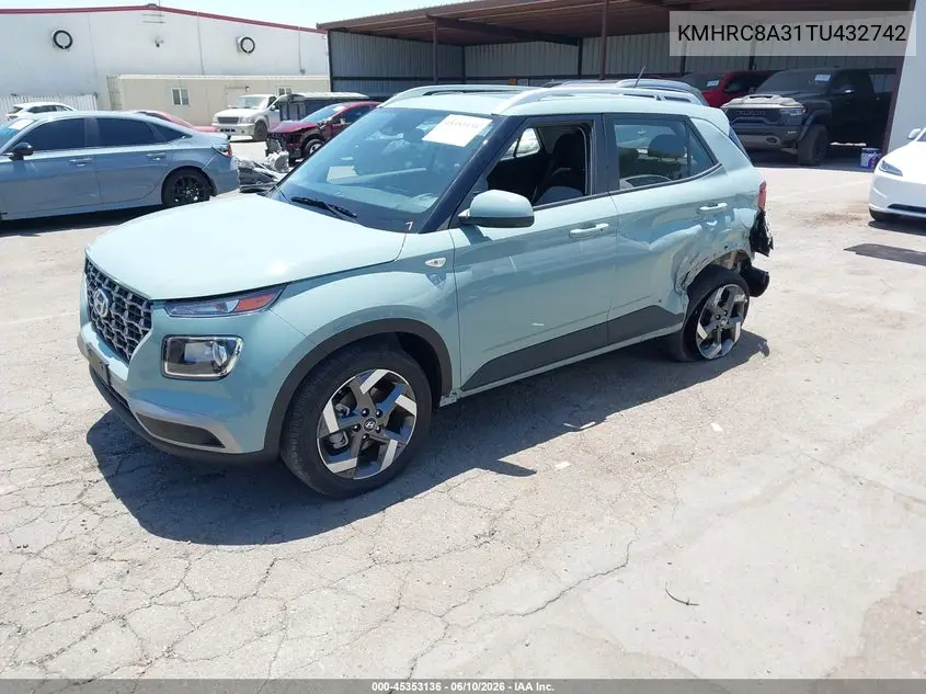 2026 Hyundai Venue Sel VIN: KMHRC8A31TU432742 Lot: 45353136