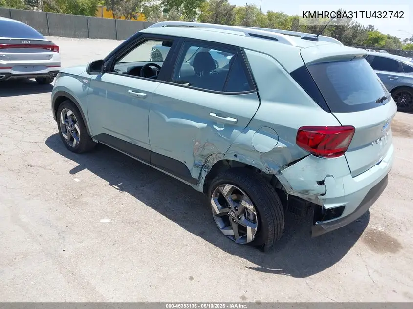 2026 Hyundai Venue Sel VIN: KMHRC8A31TU432742 Lot: 45353136