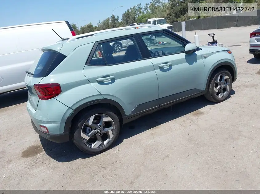 2026 Hyundai Venue Sel VIN: KMHRC8A31TU432742 Lot: 45353136