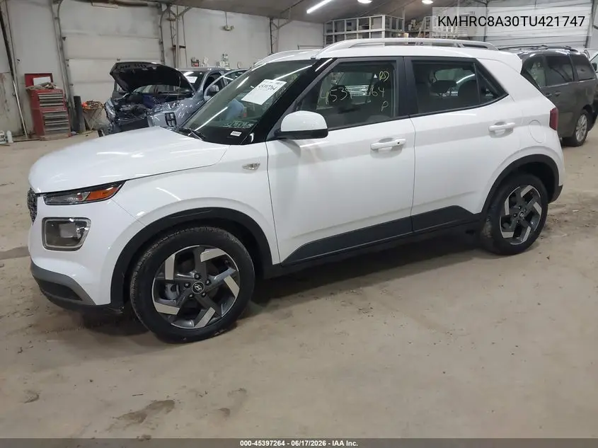 2026 Hyundai Venue Sel VIN: KMHRC8A30TU421747 Lot: 45397264