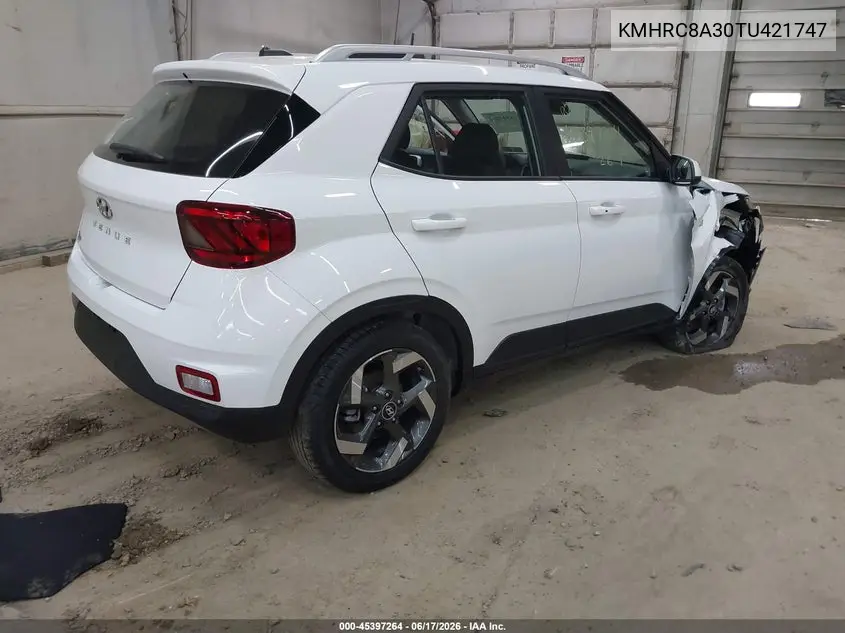 2026 Hyundai Venue Sel VIN: KMHRC8A30TU421747 Lot: 45397264