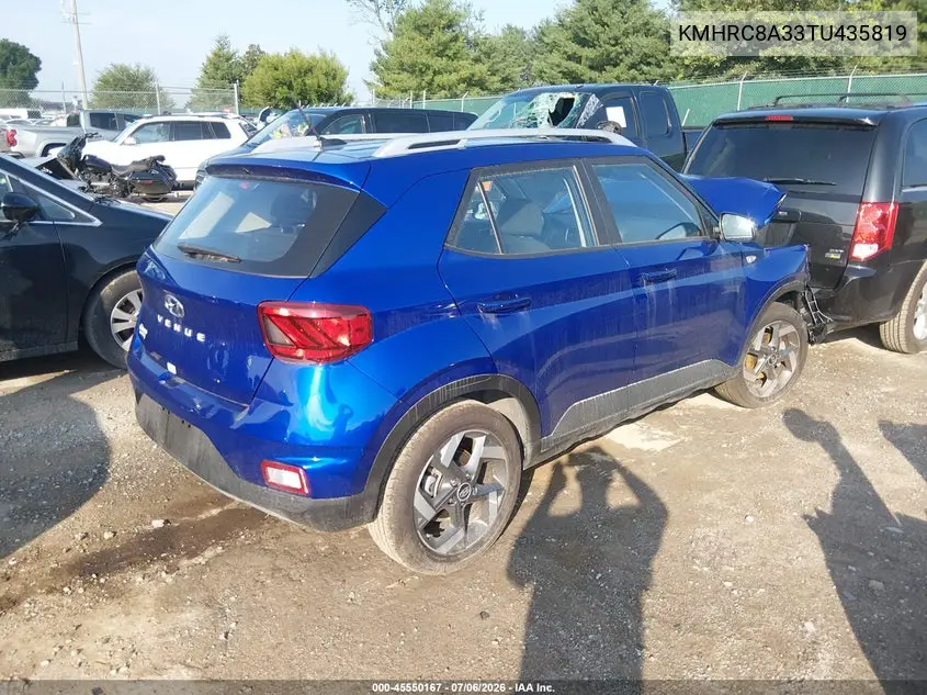 2026 Hyundai Venue Sel VIN: KMHRC8A33TU435819 Lot: 45550167