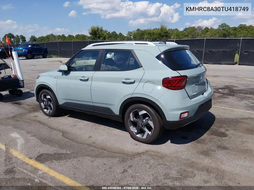 2026 Hyundai Venue Sel VIN: KMHRC8A30TU418749 Lot: 45556365