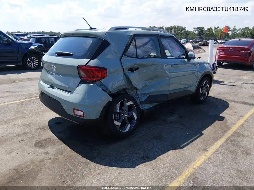 2026 Hyundai Venue Sel VIN: KMHRC8A30TU418749 Lot: 45556365