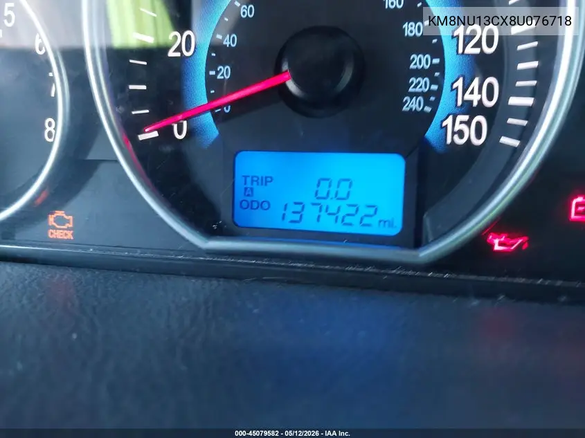 2008 Hyundai Veracruz Gls/Limited/Se VIN: KM8NU13CX8U076718 Lot: 45079582