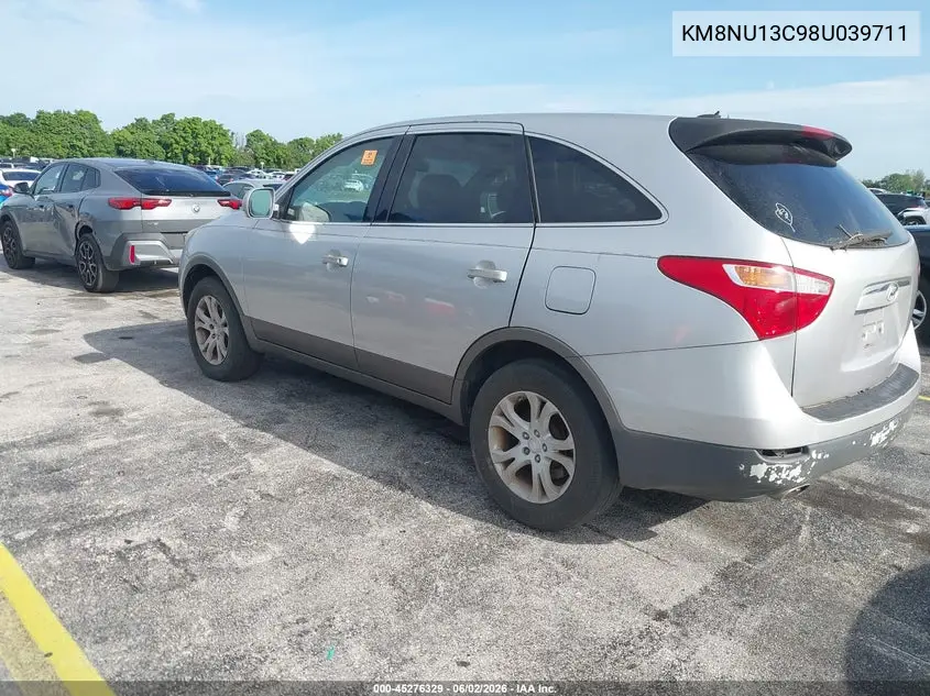 2008 Hyundai Veracruz Gls/Limited/Se VIN: KM8NU13C98U039711 Lot: 45276329