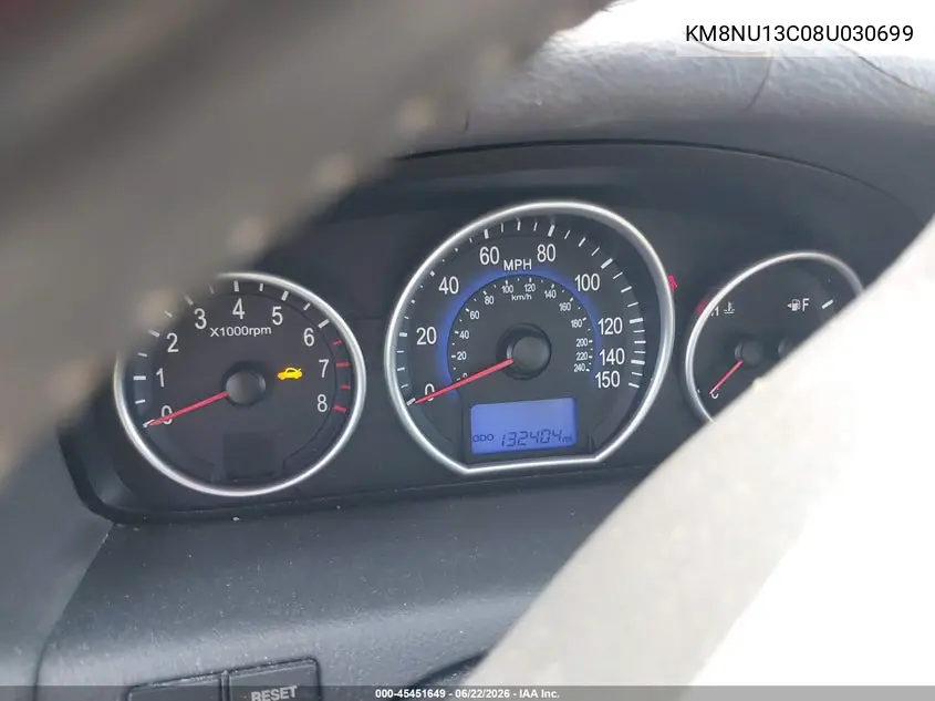 2008 Hyundai Veracruz Gls/Limited/Se VIN: KM8NU13C08U030699 Lot: 45451649