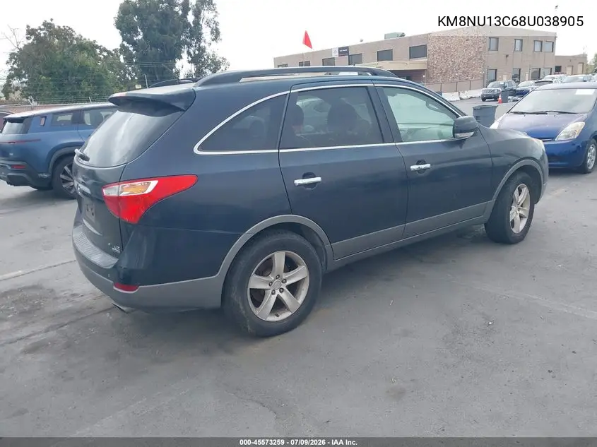 2008 Hyundai Veracruz Gls/Limited/Se VIN: KM8NU13C68U038905 Lot: 45573259