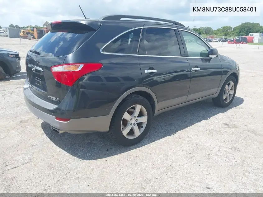 2008 Hyundai Veracruz Gls/Limited/Se VIN: KM8NU73C88U058401 Lot: 45631357