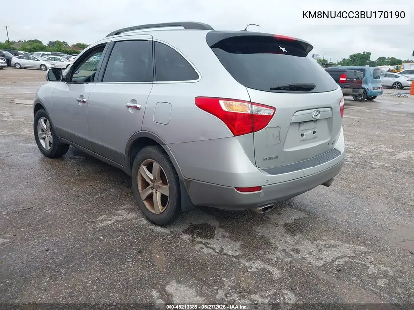 2011 Hyundai Veracruz Limited VIN: KM8NU4CC3BU170190 Lot: 45213385