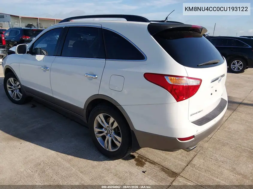 2012 Hyundai Veracruz Limited VIN: KM8NU4CC0CU193122 Lot: 45254562