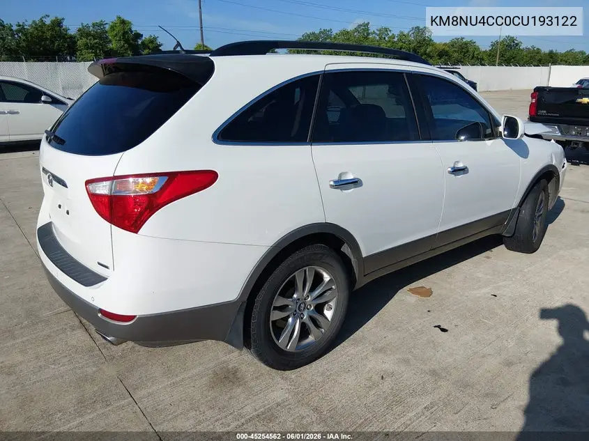 2012 Hyundai Veracruz Limited VIN: KM8NU4CC0CU193122 Lot: 45254562