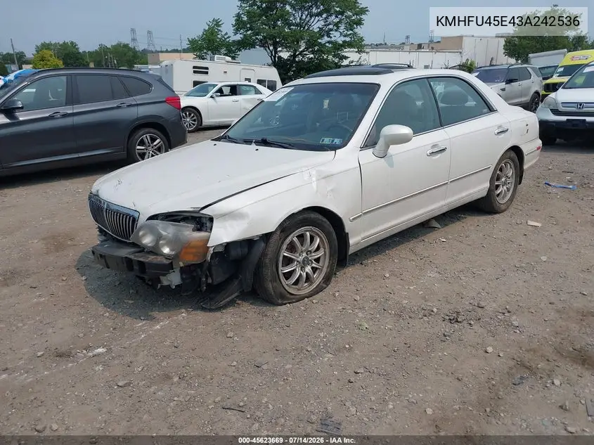 2003 Hyundai Xg350 L VIN: KMHFU45E43A242536 Lot: 45623669