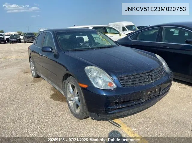 2003 Infiniti G35 Premium VIN: JNKCV51E23M020753 Lot: 20269198