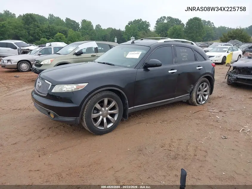 2004 Infiniti Fx35 VIN: JNRAS08W34X225758 Lot: 45202880