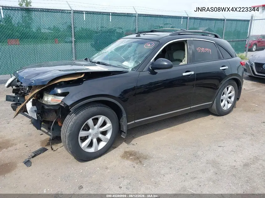 2004 Infiniti Fx35 VIN: JNRAS08WX4X223344 Lot: 45380999