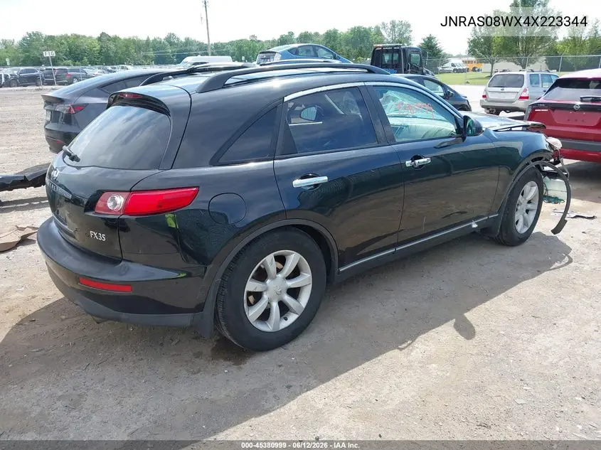 2004 Infiniti Fx35 VIN: JNRAS08WX4X223344 Lot: 45380999