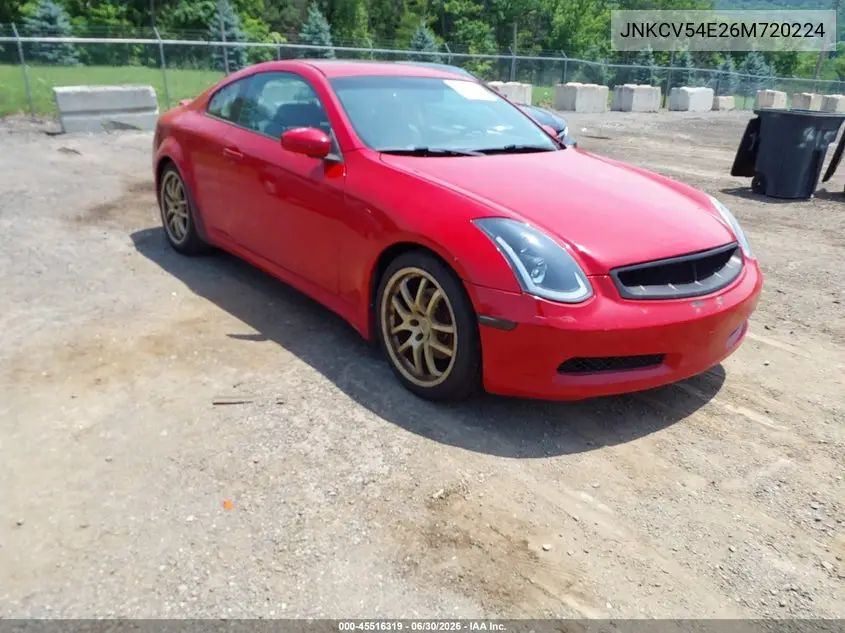 2006 Infiniti G35 VIN: JNKCV54E26M720224 Lot: 45516319